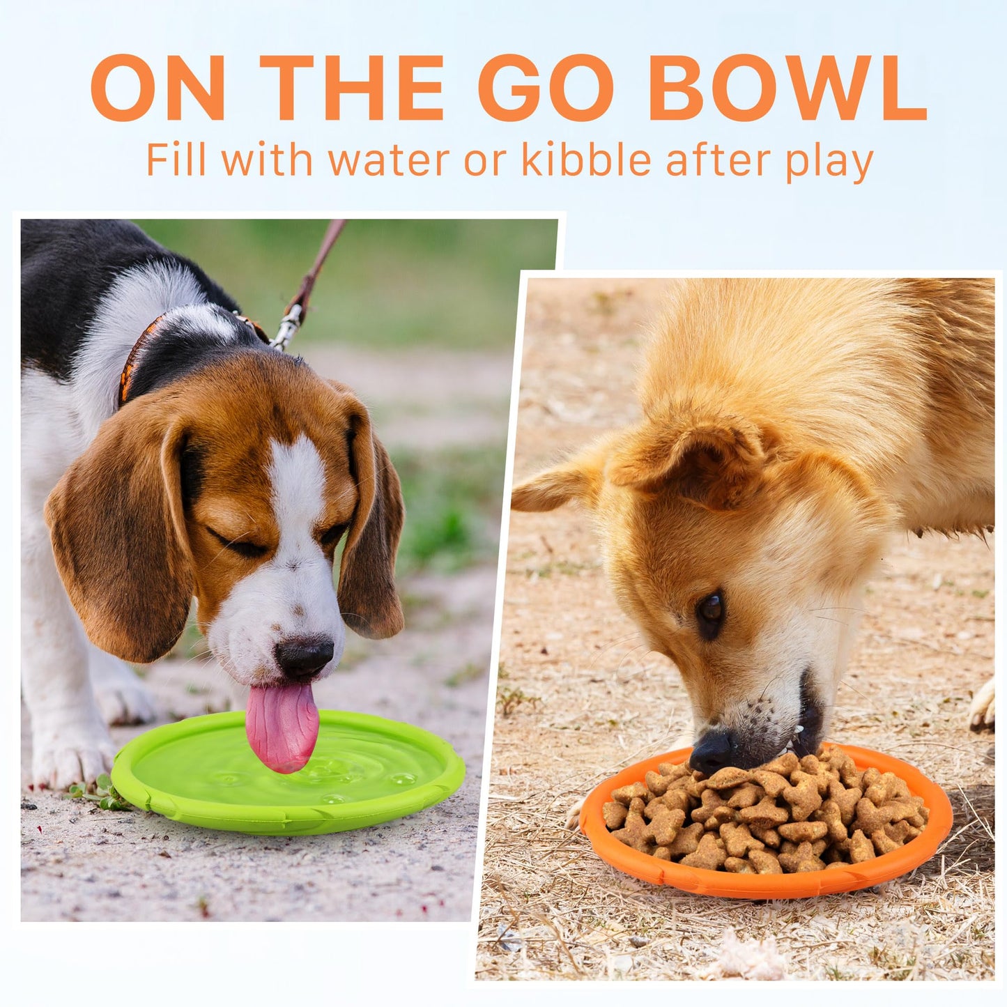 Prime Pets Dog Flying Disc, 2 Pack, 7 Inch, Durable Dog Toys, Nature Rubber Floating Flying Saucer for Water Pool Beach, Orange and Green