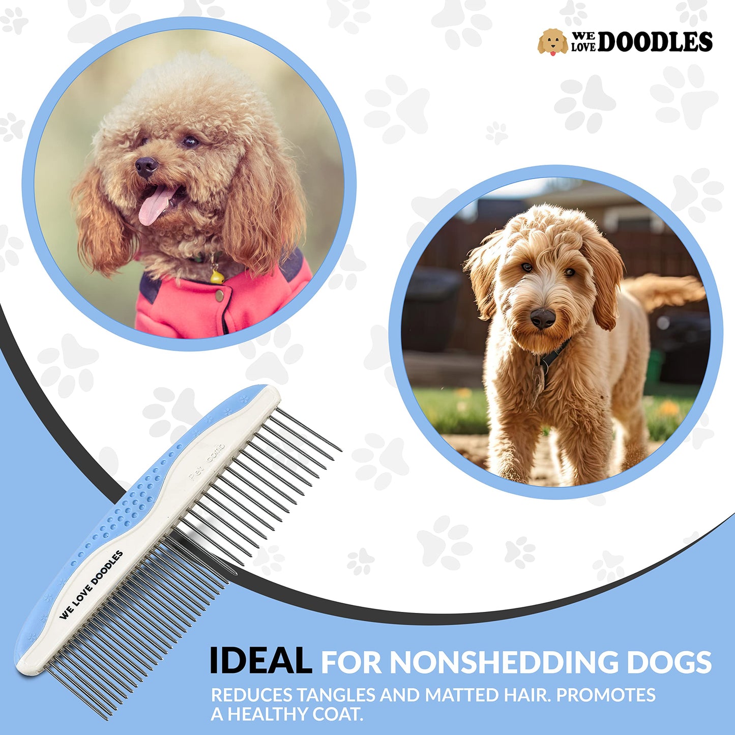We Love Doodles Anti Itch Dog Shampoo and Grooming Comb - for Sensitive Skin, Dry Skin Treatment, Itching Skin, Allergy Relief, Removes Tangles & Matts, Detangler Comb for Matted Hair, Made in USA