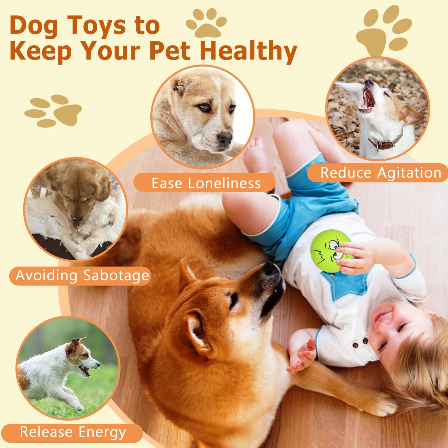 Squeaky Dog Toys Funny Cute Interactive Fetch Animal Face Latex Dog Balls for Puppy Small Pet Dogs 6 Pcs/Set