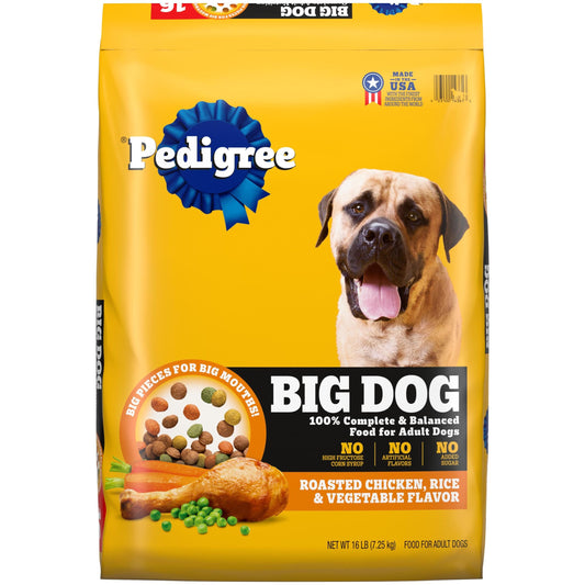 Pedigree Complete Nutrition Big Dog Dry Dog Food, Roasted Chicken, Rice and Vegetable Flavor, 16 lb. Bag