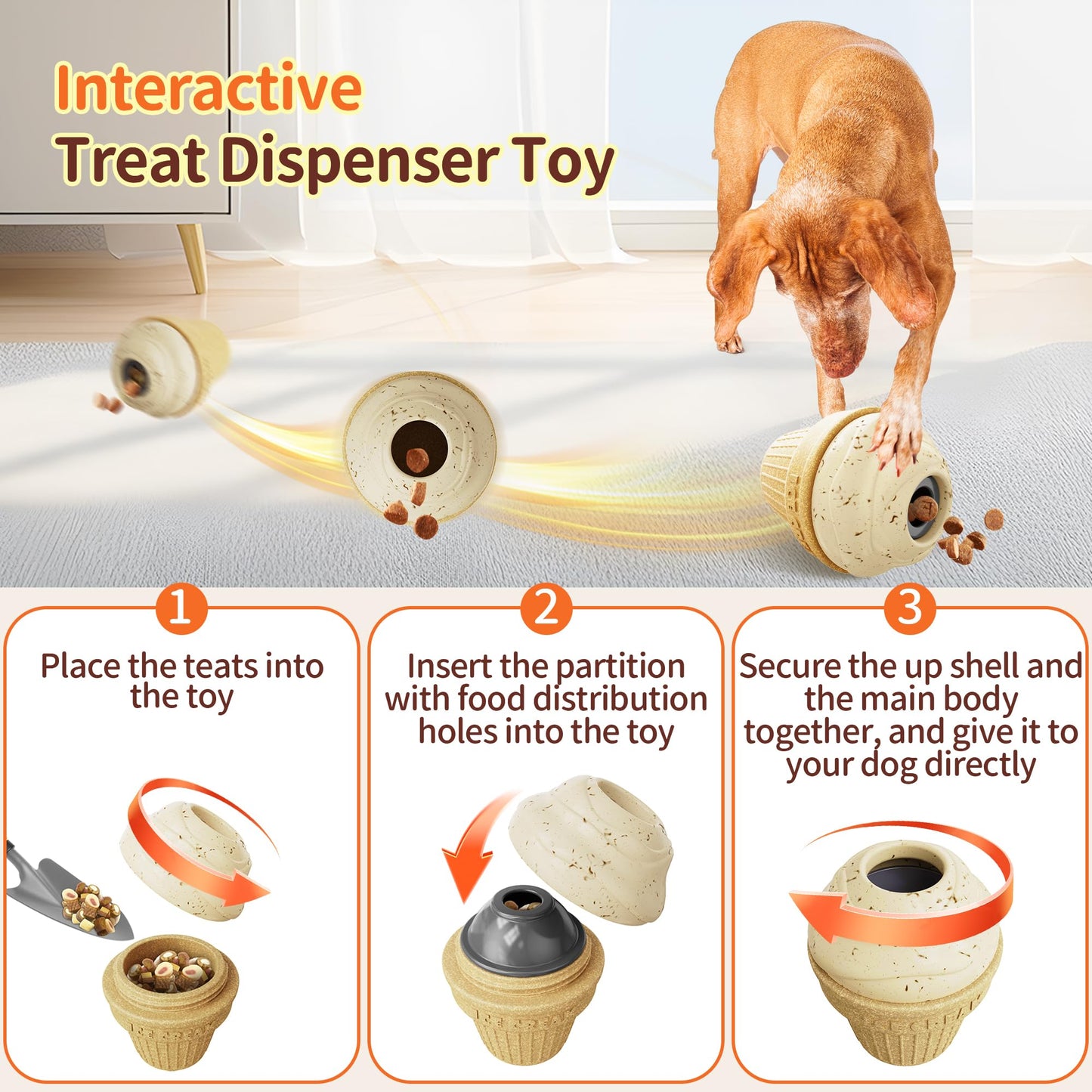 FULUPET Dog Treat Dispenser Toy Interactive, Frozen Treat Toy Reduces Anxiety, Chew Toys for Aggressive Chewers, Birthday Enrichment Toy, Dog Treat Toys to Keep Them Busy for All Breeds