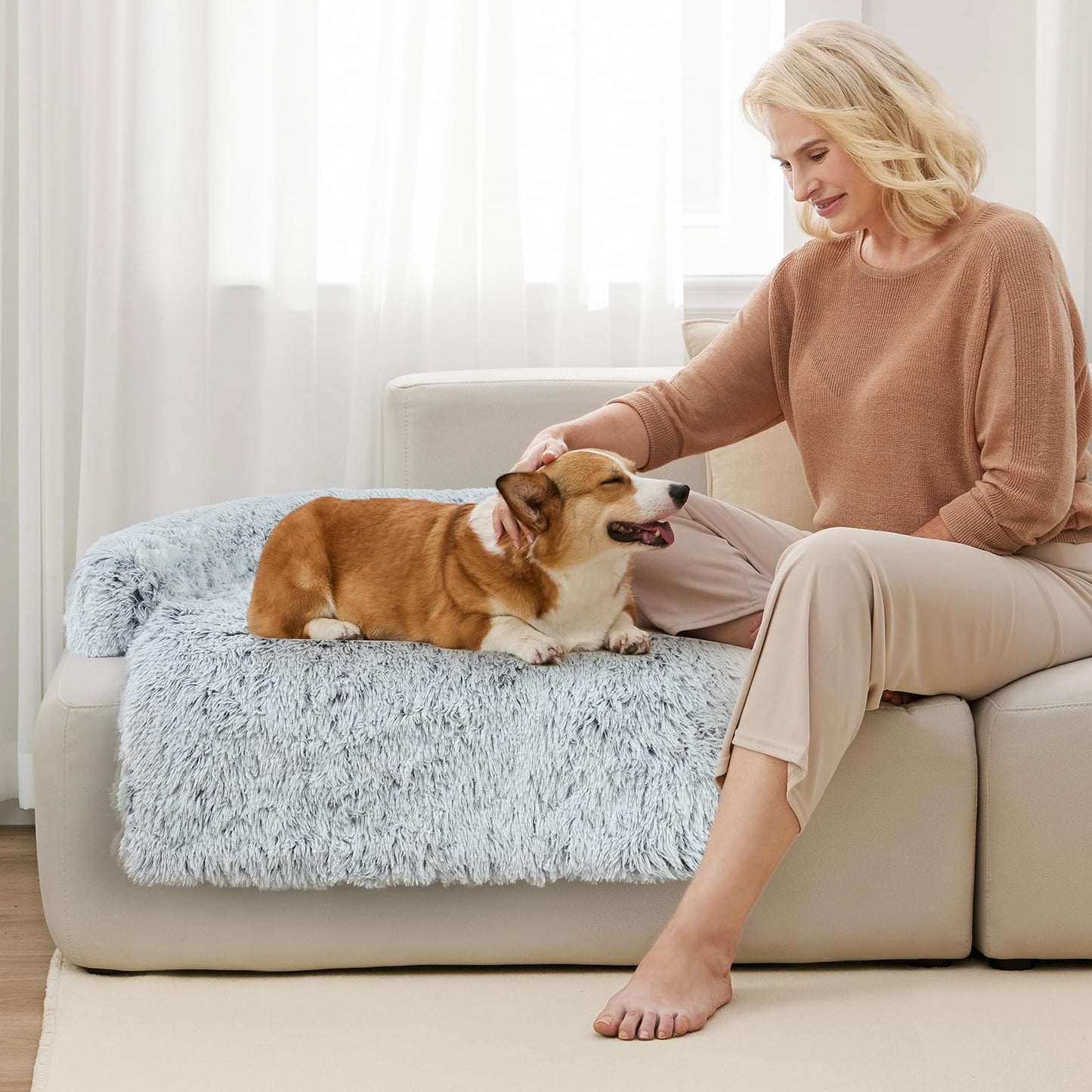 DUMOS Donut Dog Bed, Washable Dog Couch Bed with Removable Cover, Waterproof Pet Bed for Small Size Dogs, Memory Foam Pet Bed Non-Slip Base, Gray