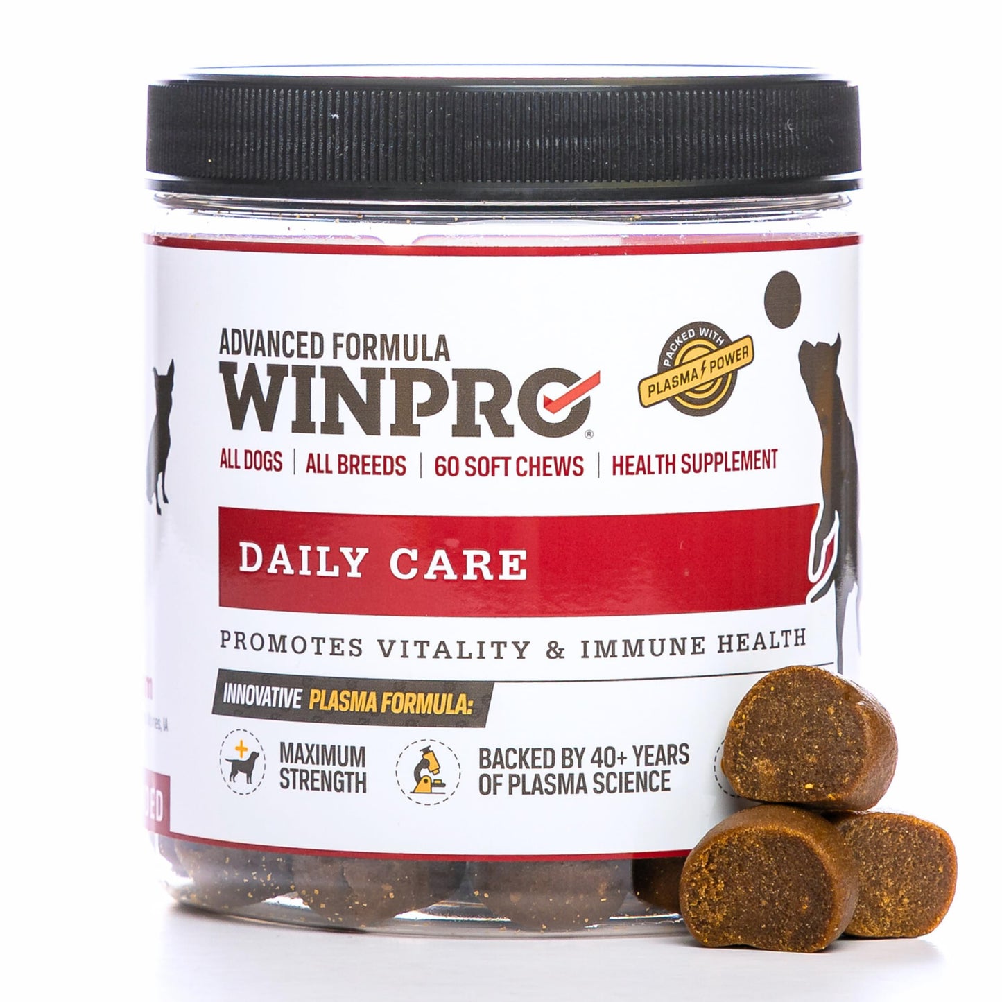 WINPRO Pet Daily Care Chews for Dogs, 60 Soft Chews, Plasma Powered, Grain Free Supplement for Dogs Providing Vitality and Immunity Support