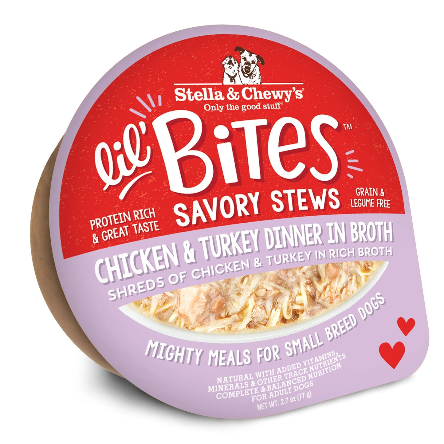 Stella & Chewy's Lil Bites Savory Stews for Small Breeds Chicken & Turkey Dinner in Broth, 2.7 oz Cups (Pack of 12)