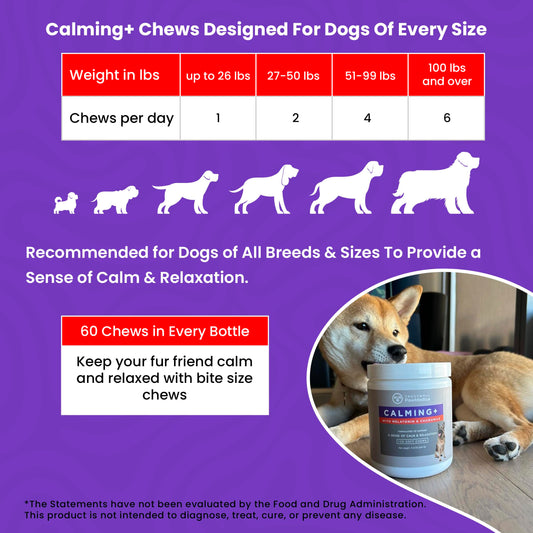 PawMedica Calming Chews for Dogs - Dog Sleep Supplement Melatonin for Dog Anxiety - Recommended Dog Calming Treats for Separation Anxiety and Barking Stress - Dog Melatonin Calming Bites for Fireworks