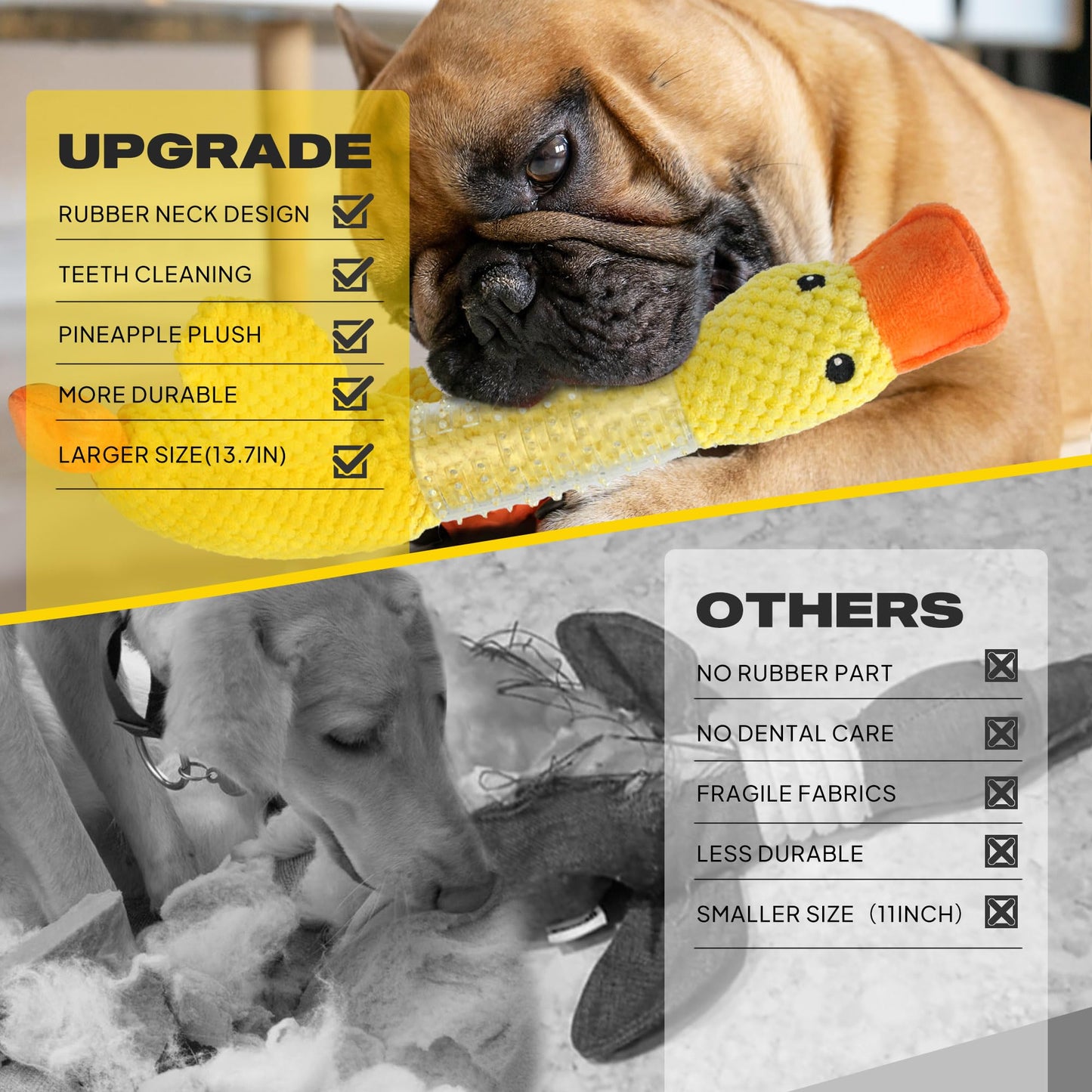 Fida Durable Slip Lead and Dog Chew Toys for Aggressive Chewers Rubber Neck Set, Squeaky Dog Toys for Large Dogs, Indestructible Dog Toy Puppy Teething Toys Plush Duck Dog Toy to Keep Them Busy