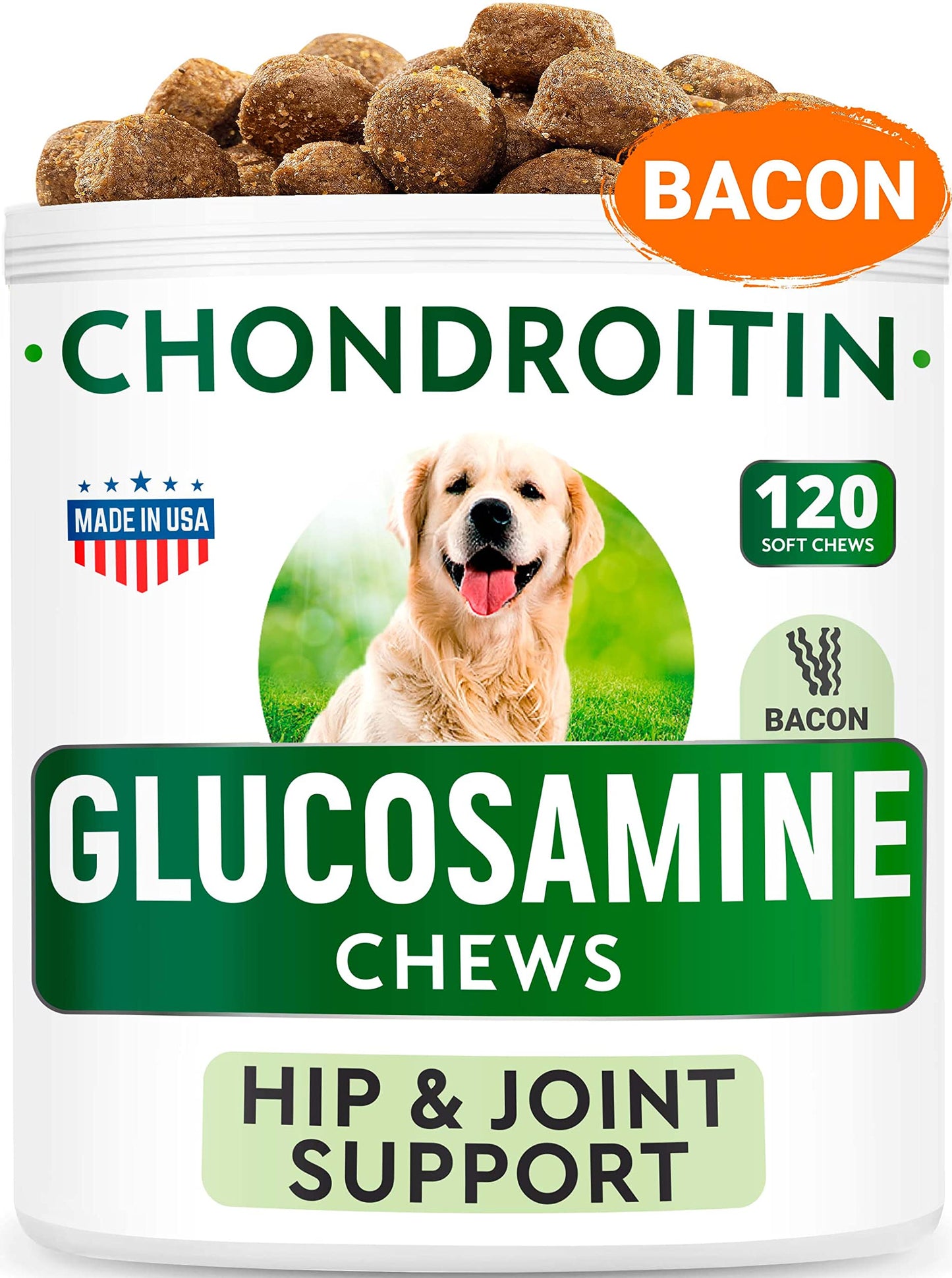 Glucosamine Dog Chews Bundle - Joint Pain Relief Supplement - Advanced Hip & Joint Support Formula with Chondroitin, MSM, Omega-3 - Hip & Joint Care - Made in USA - Bacon + Chicken Flavor - 300 Chews