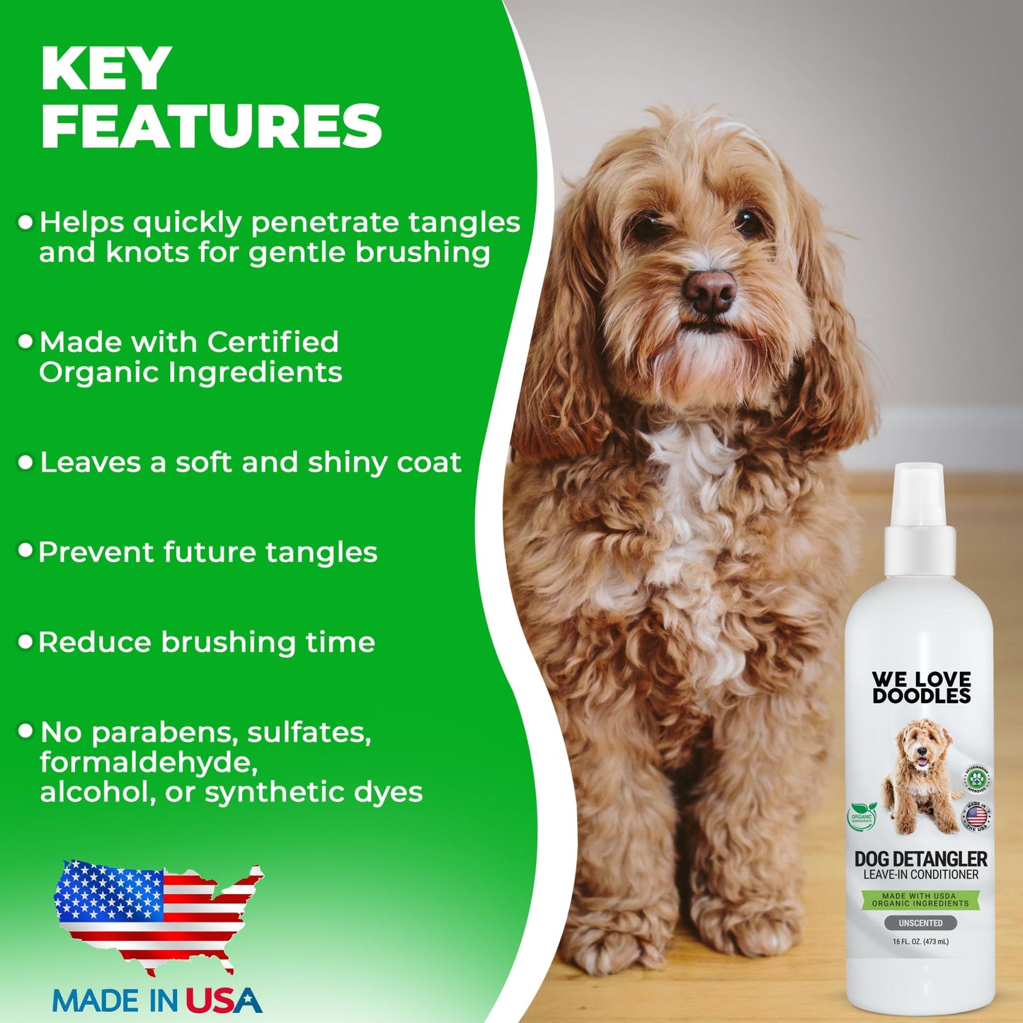 We Love Doodles Premium Oatmeal Shampoo & Detangler Spray for Dogs - Gentle For Itchy & Sensitive Skin, Soothing for Dry Skin, Moisturizing Anti-Itch, Leave-in Conditioner Tangle Remover - Made in USA