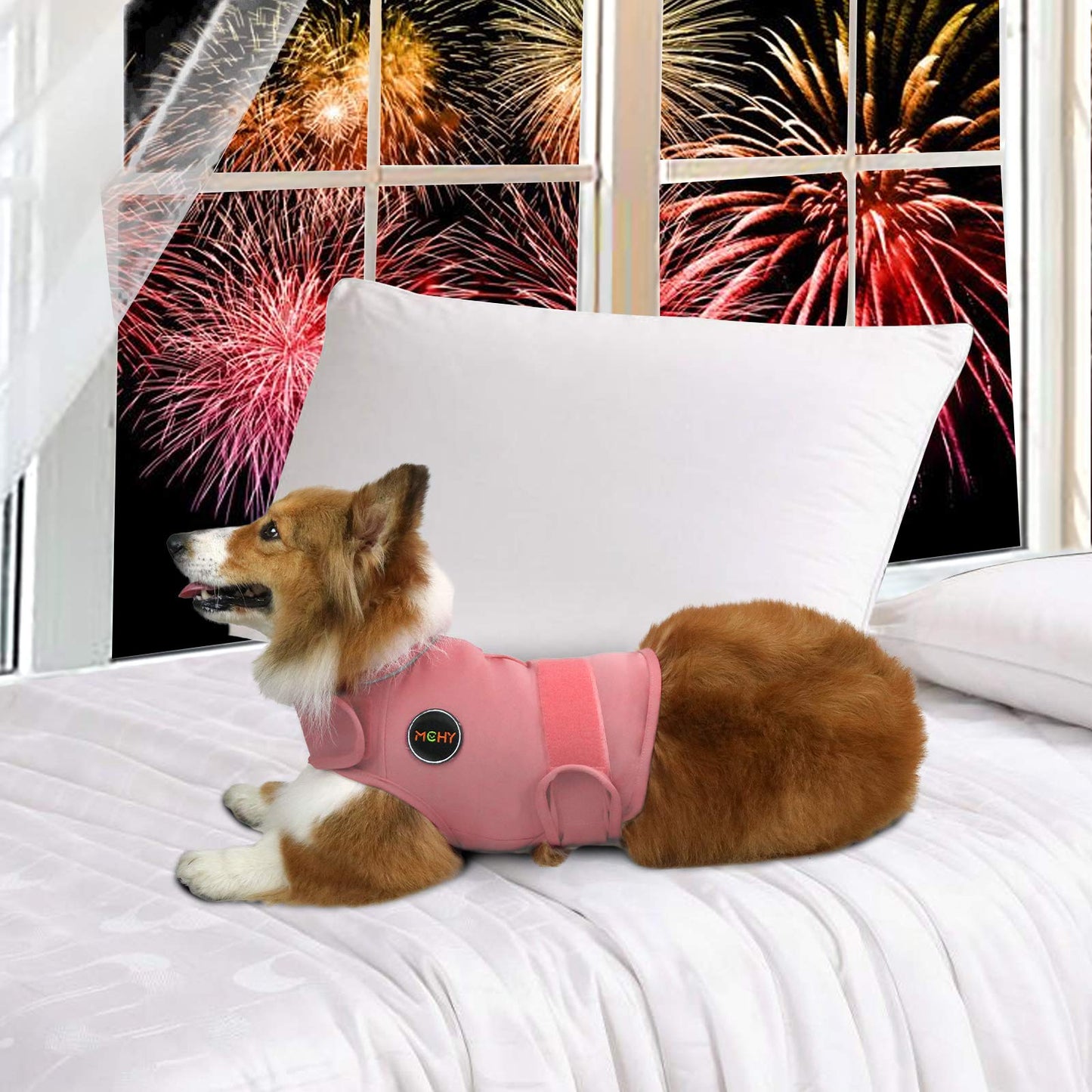 MCHY Dog Anxiety Vest, Anxiety Relief for Dogs, Dog Calming Coat (Pink M)