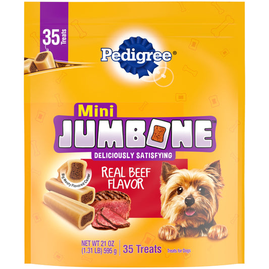 Pedigree Mini Jumbone Small Dog Treats, Beef Flavor, 35 Treats (Pack of 1)