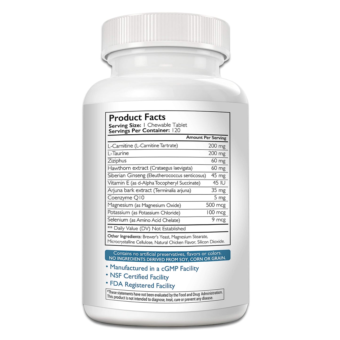 Nutrition Strength Heart Support for Dogs with Taurine & Carnitine, Promote Blood Circulation, Support Cardiovascular Function, Heart Muscle Integrity & Free Radical Defenses, 120 Chewable Tablets