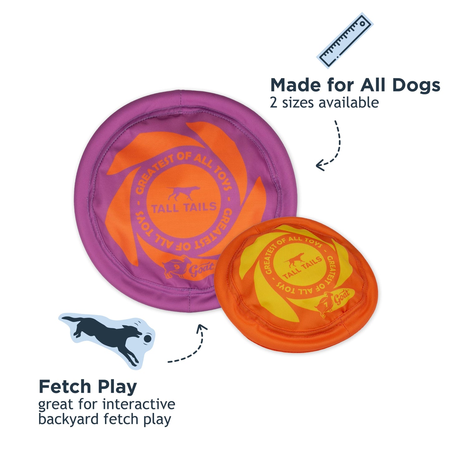 Tall Tails G.O.A.T. Greatest of All Toys Sport Flyer Fetch Toy for Dogs, Medium