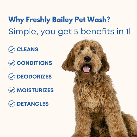 Dog and Cat Shampoo and Conditioner for Dogs and Cats - Best 5 in 1 Fresh Pet Wash - Natural Ingredients Perfect for Sensitive Skin - Cleans, Conditions, Detangles, and Moisturizes - 16OZ