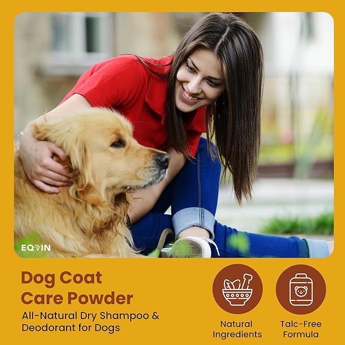 Dog Coat Care Powder | Made in USA | Waterless Dry Shampoo & Deodorizer for Smelly Dogs, Anti-Itch Relief for Dry Itchy Skin, No Rinse Formula with Lavender Oil & Bentonite Clay