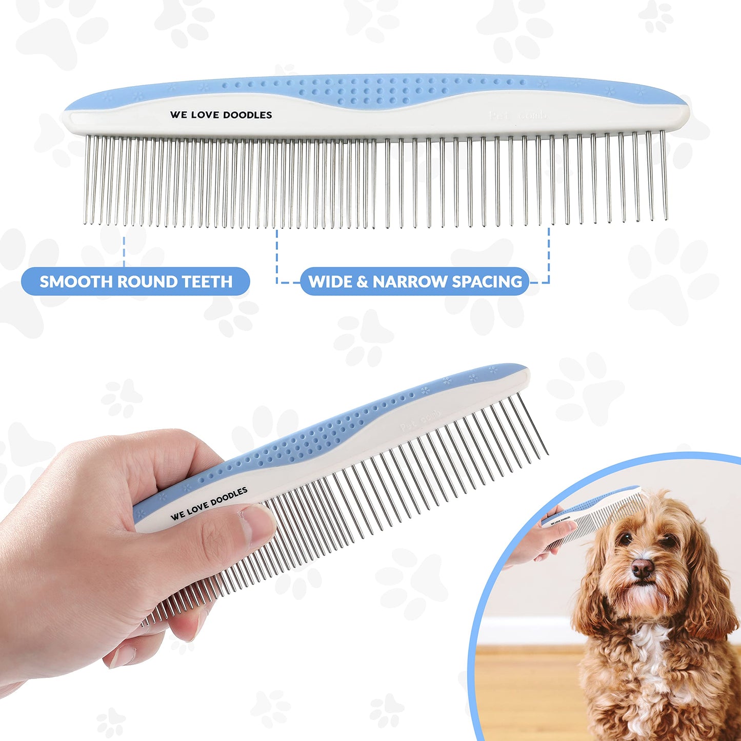 We Love Doodles Puppy Shampoo & Conditioner and Metal Dog Grooming Comb | Oatmeal Bathing | Organic Ingredients | Sensitive & Itchy Skin Wash | Removes Tangles & Matts | Dematting Comb | Made in USA