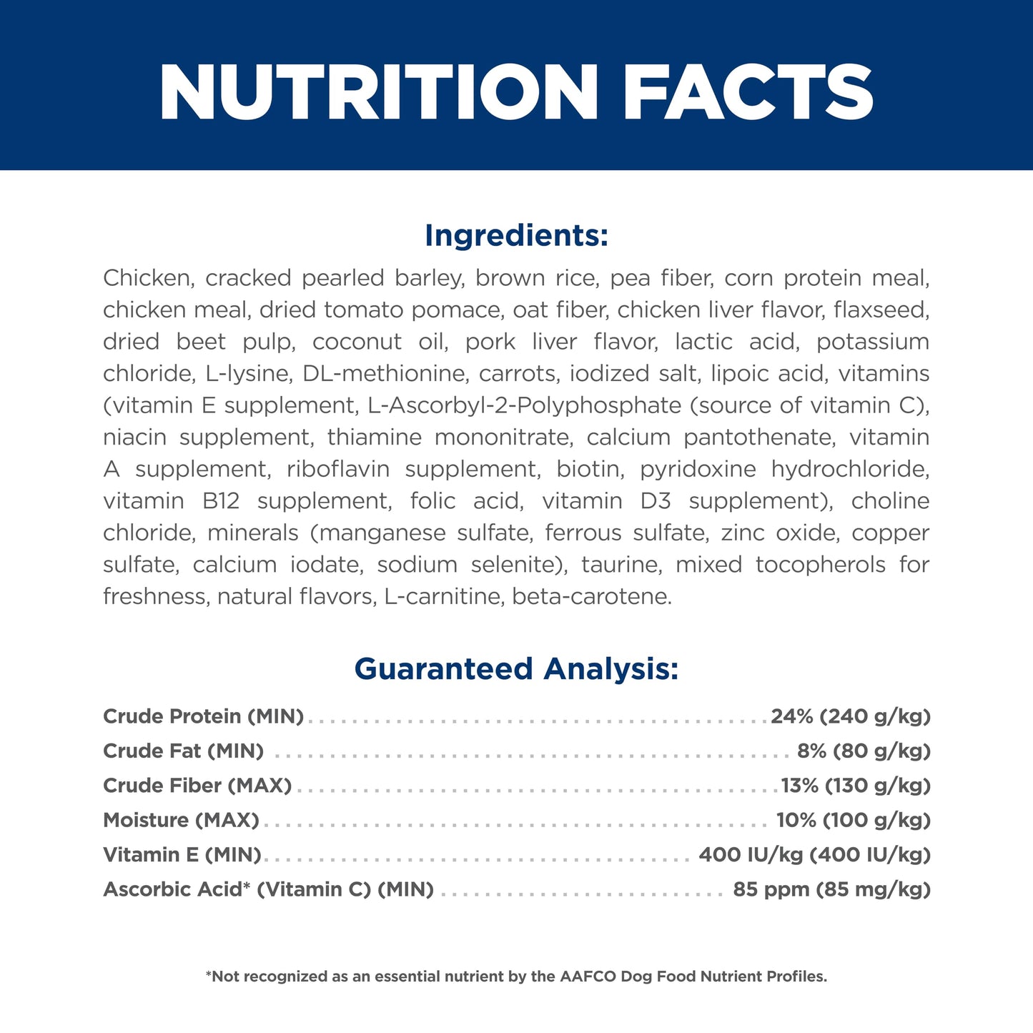 Hill's Science Diet Perfect Weight Large Breed Adult Dry Dog Food 1-5, Quality Protein for Weight Management Support, Chicken Recipe, 25 lb. Bag