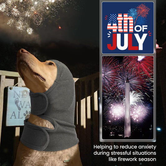 Nanaki Calming Hoodie Dog Ear Covers-No Shake Hematomas Ear Wraps for Dogs, Adjustable Head Wrap Muffs Noise Cancelling Protector, Anxiety Relief, Fireworks & Grooming Bathing, 4th of July, Vet Visit