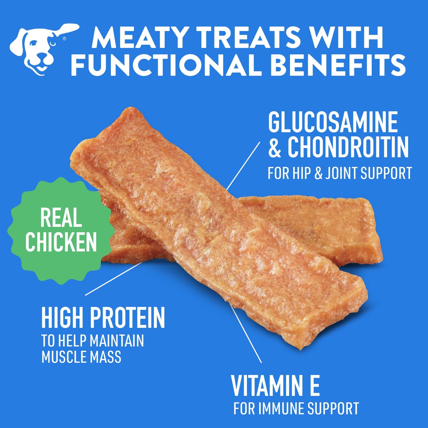 Dogswell Jerky Hip and Joint Dog Treats Grain Free Made in USA Only, Glucosamine and Chondroitin, 24 oz Chicken