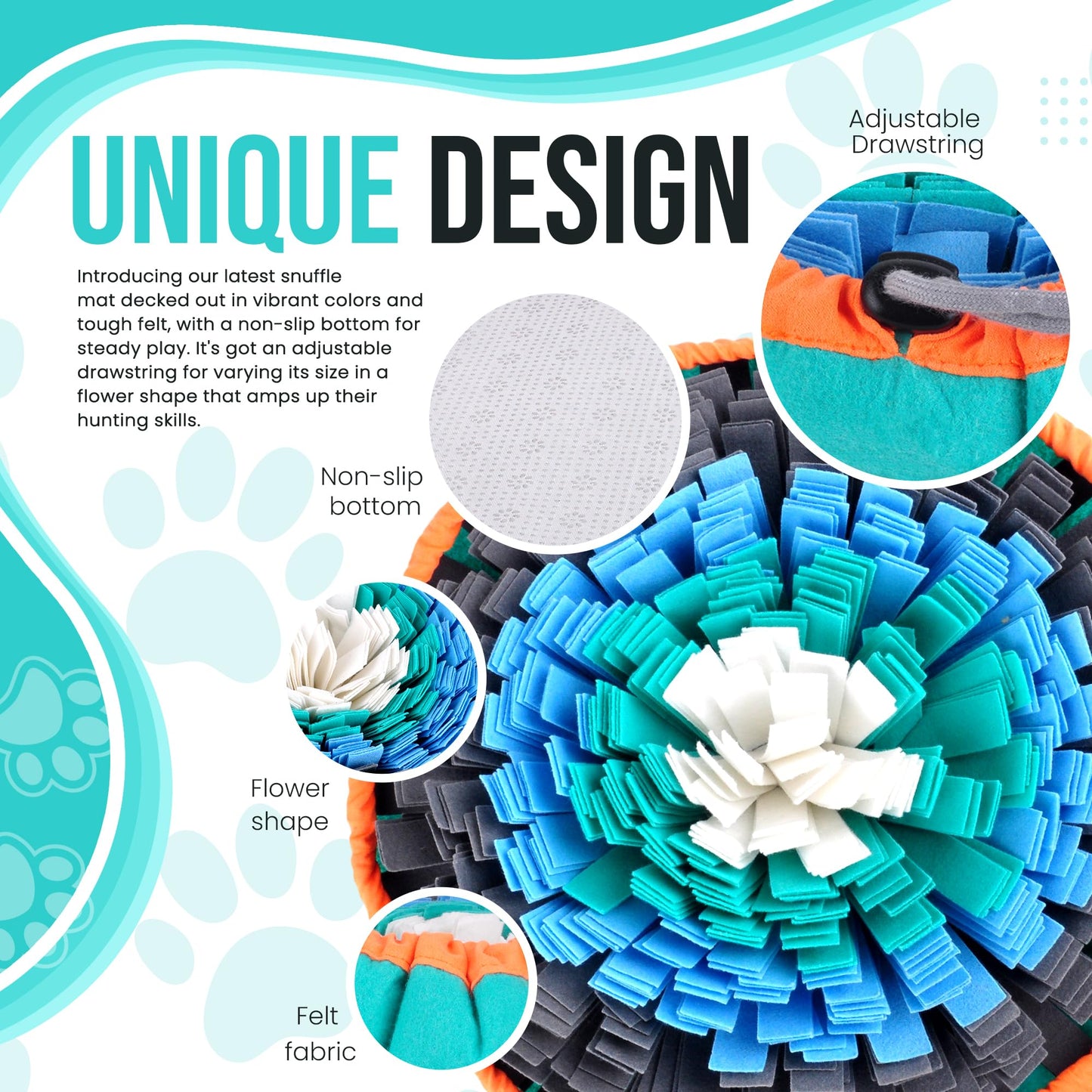 20” Snuffle Mat for Dogs with Pet Training Clicker - Dog Puzzle Toy for Enrichment, Mental Stimulation, Fighting Boredom - Slow Feeder & Activity Rug - Dog Sniffing, Foraging and Treat Mat