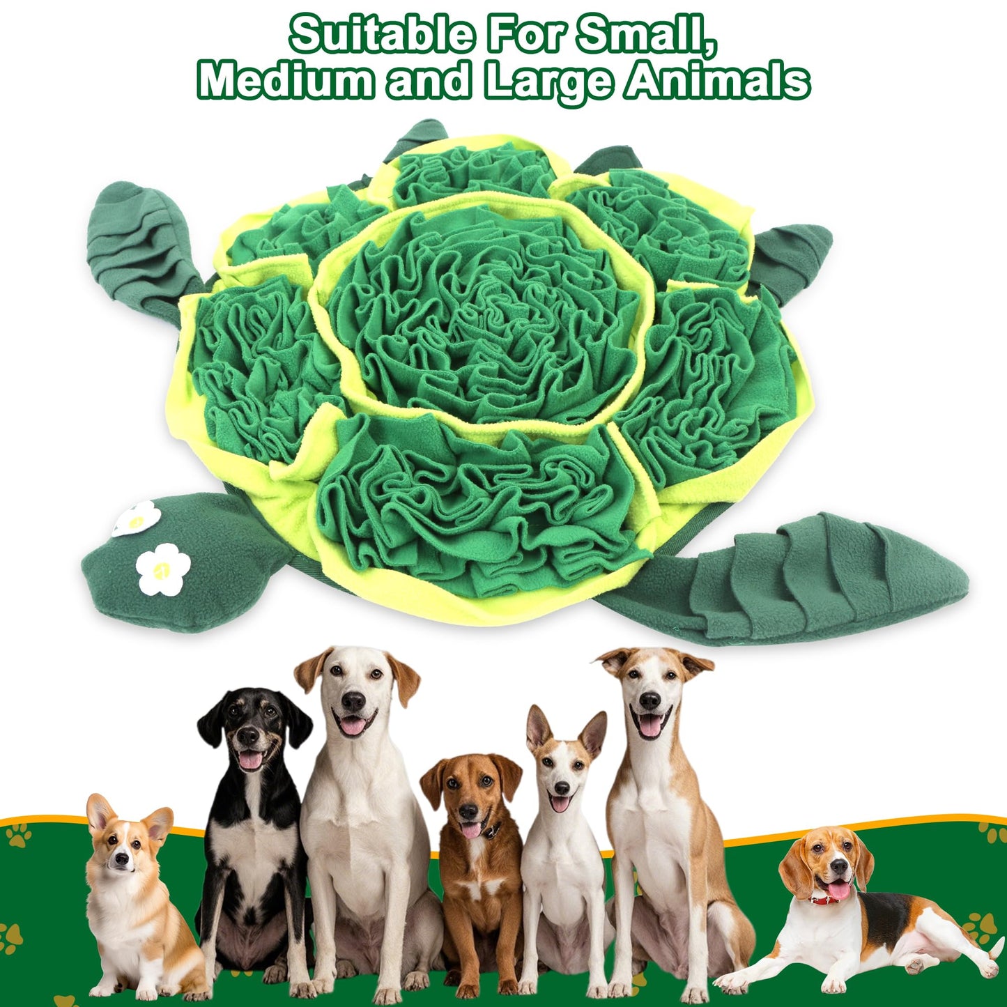 FLERDMAU Snuffle Mat for Dogs Toys - Dog Toys to Keep Them Busy | Dog Puzzle Slow Feeder Treat Toy | Interactive Dog Toys and Dog Feeding Mats | Dog Lick Mat Enhancement (Green)