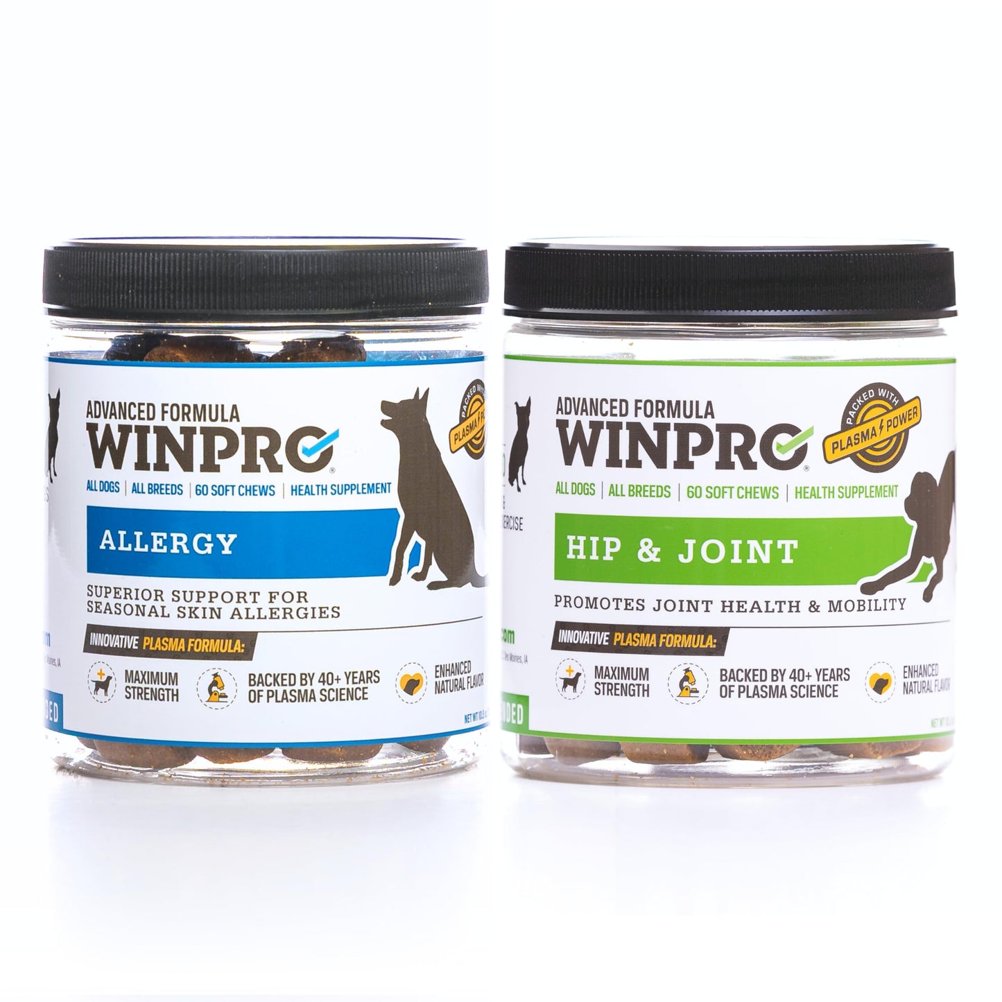 WINPRO All-Natural Allergy Relief and Hip and Joint Support, 120 Chews, Plasma Powered Grain Free Soft Chews Providing Relief from Itchy, Irritated Skin, Support for for Strong, Healthy Joints