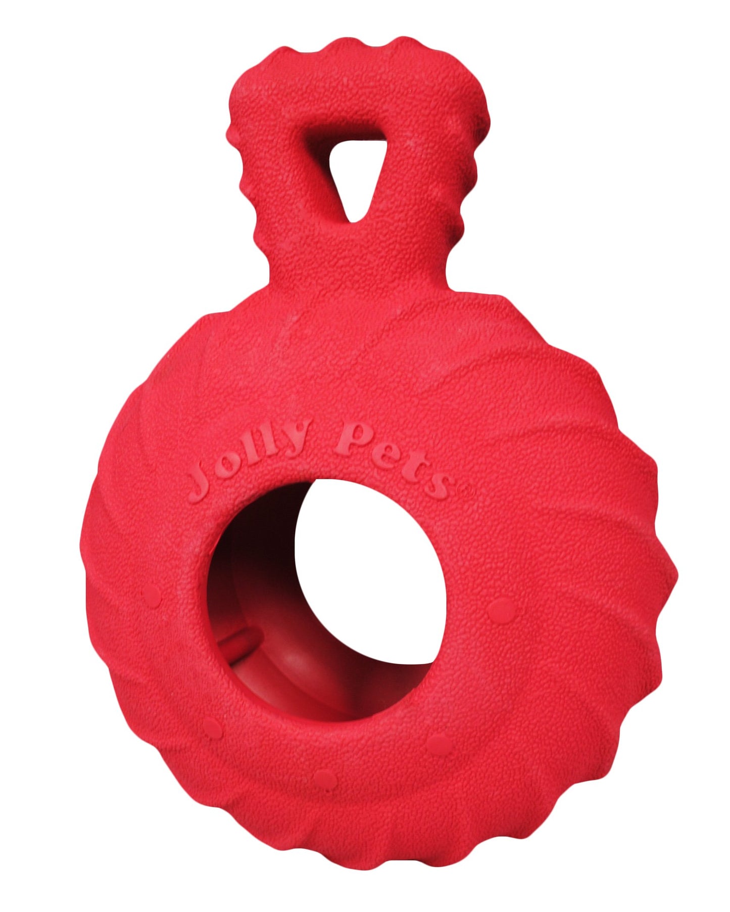 Jolly Pets Tuff Treader Dog Toy with Handle, 6 Inches, Red, Model:JTR23, All Breed Sizes