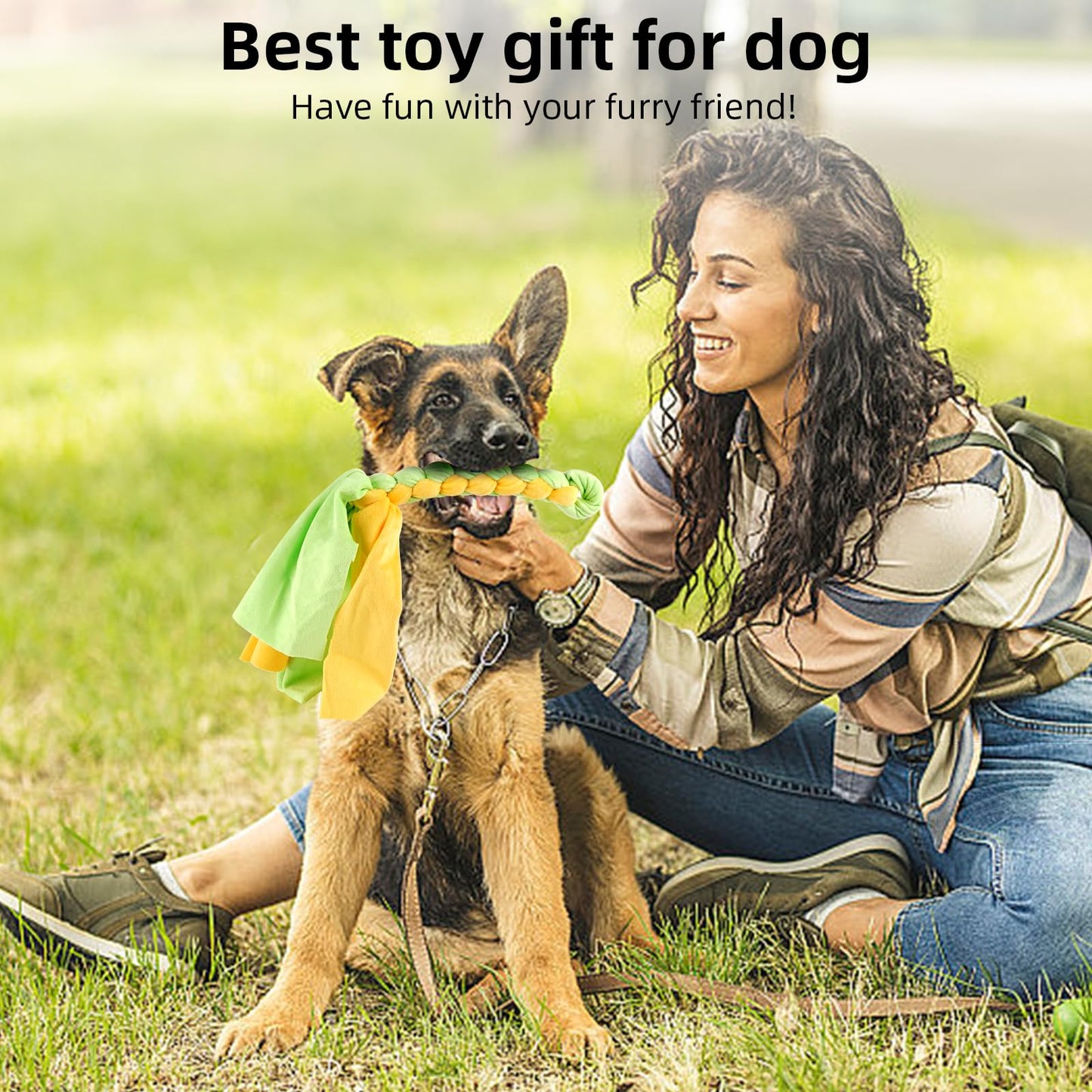 COM4SPORT Flirt Pole for Dogs, Extendable Dog Flirt Pole with Detachable Interactive Toys Teaser Wand with Lure Chewing Toy for Outdoor Exercise & Training Interactive Toys Heavy Duty Dog Toy