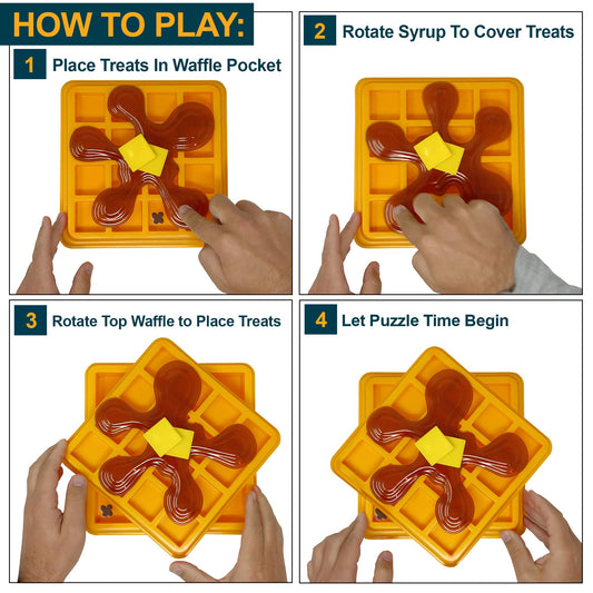 Our Pets Waffle Interactive Puzzle Game Dog Toys (Dog Puzzle Toy-Great Alternative to Snuffle Mat for Dogs and Slow Feeder Bowls) Cat Puzzles & Interactive Toys for Treats