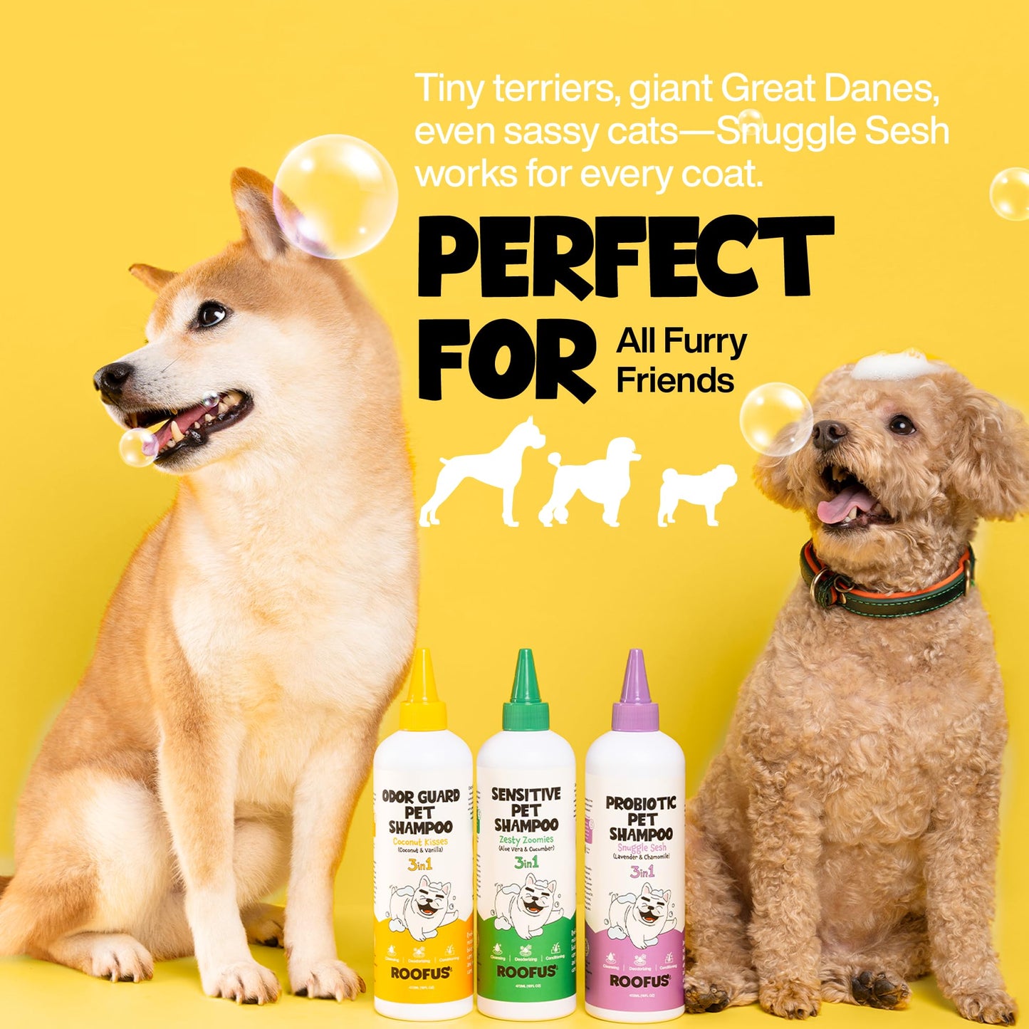ROOFUS THE DOG Odor Guard Pet Shampoo 1 Pack - Coconut Kisses Dog Shampoo for Conditioner, Moisturizing & Itching - Hypoallergenic Shampoo for Hydrating & Cleansing
