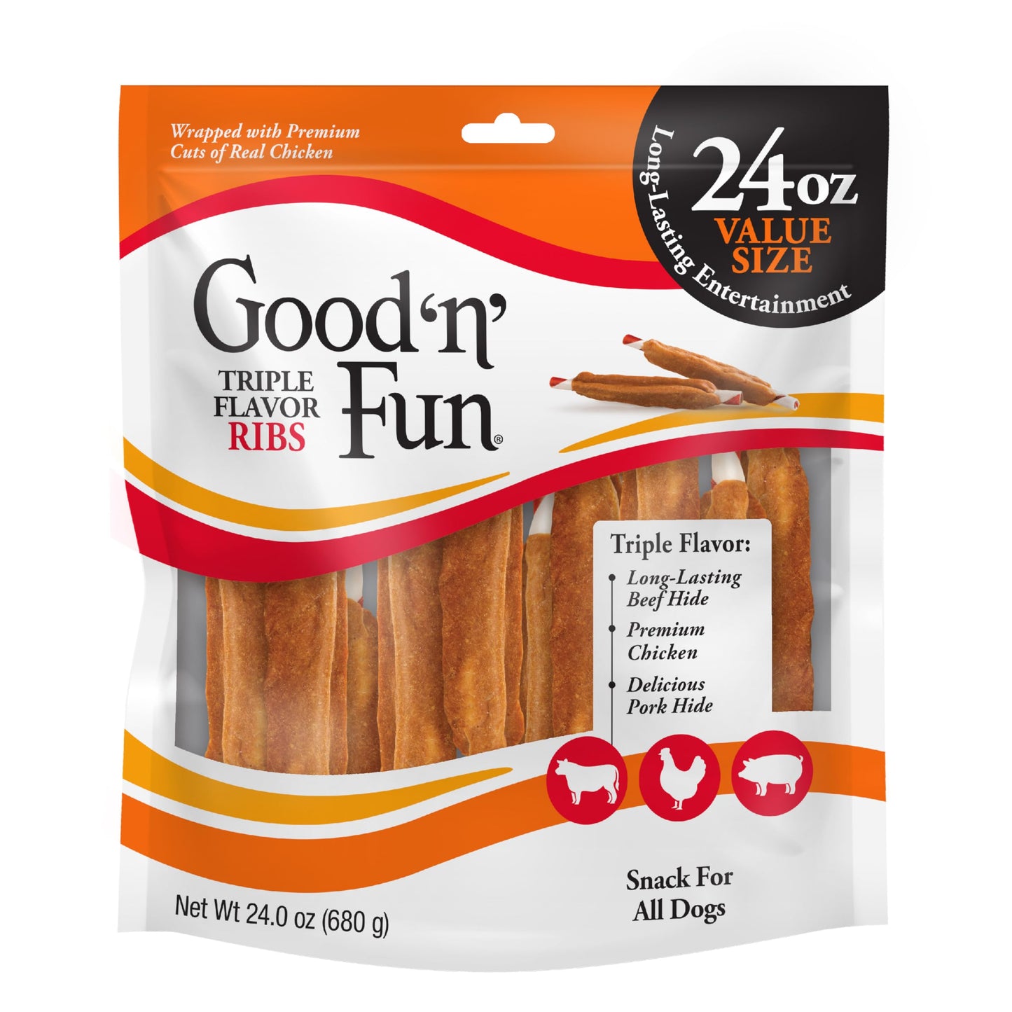 Good 'n' Tasty Triple Flavor Stacks with Cheese, 9 Ounces, Bite Sized Snacks for Dogs with Premium Chicken and Real Cheese