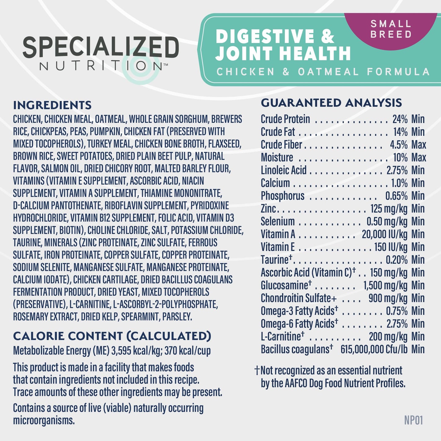 Natural Balance Specialized Nutrition Dry Dog Food with Chicken and Oatmeal for Dogs, Small Breed Digestive & Joint Health, Natural Ingredients with Added Vitamins & Minerals - 12 lbs