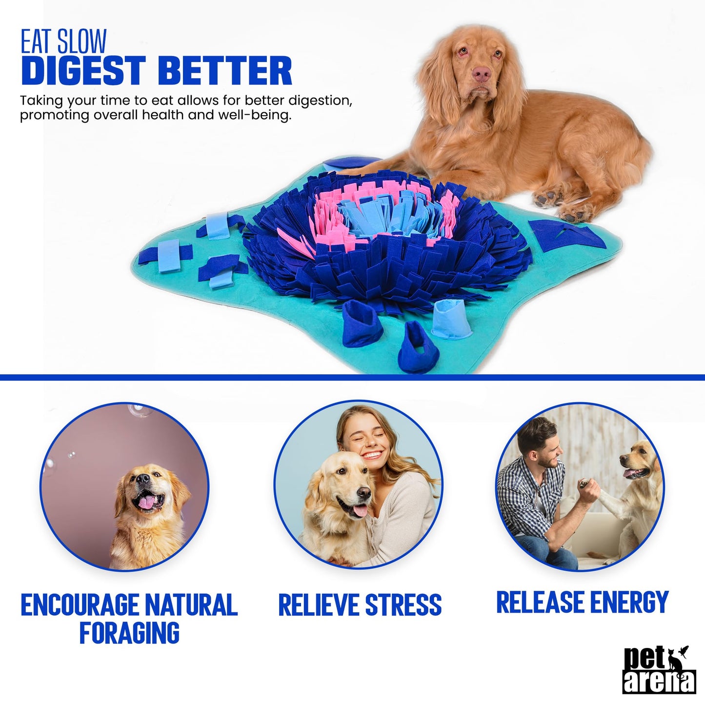 PET ARENA Snuffle Mat for Dogs Large Breed, Cats - 25" x 25’’ Enrichment Toys for Large Snuffle Mat Dogs Encourages Natural Foraging Skills and Stress Relief for Size Small/Medium/Large Dog