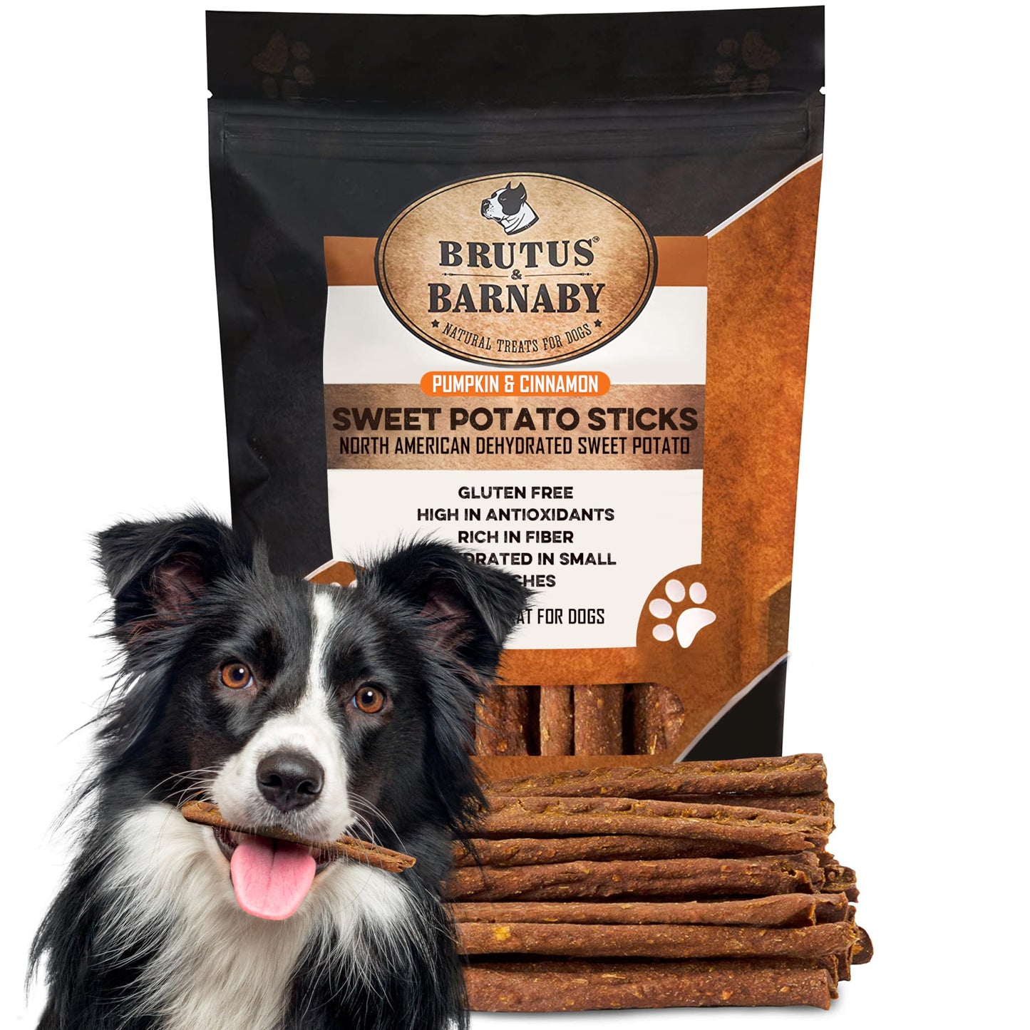 USA Sweet Potato Dog Treats - Grain Free, Cinnamon Pumpkin Crunchy Sticks are Great Tasting, Promote Positive Dog Gut Health with Natural Anti-Diarrhea Properties, no Preservatives Added