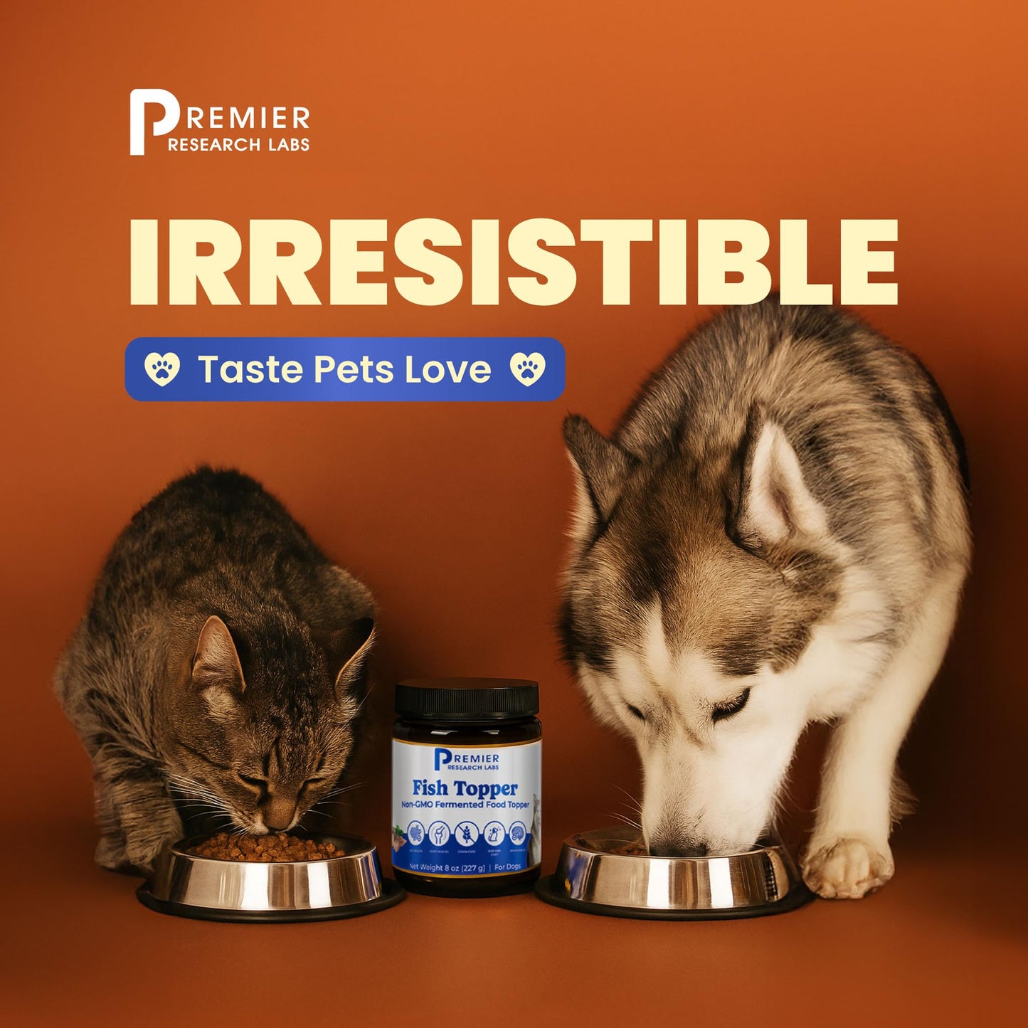 Premier Research Labs Fish Topper - Dried Dog Food Topper for Pets, Meal Mix Ins for Kibble, Supports Gut & Joint Health, Natural Source of Protein, Fermented, Grain Free, Non GMO - 16 oz