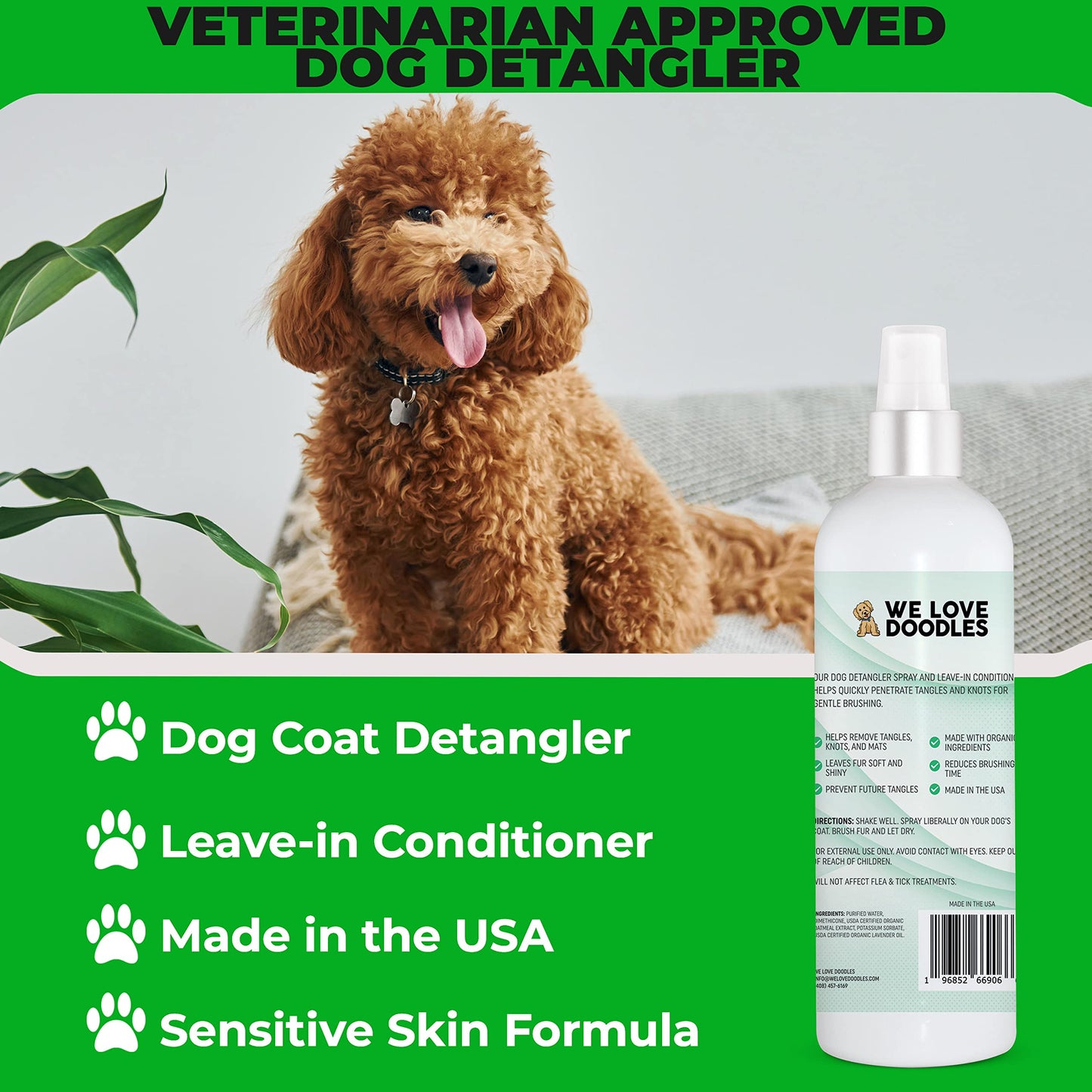 We Love Doodles Premium Oatmeal Shampoo & Detangler Spray for Dogs - Gentle For Itchy & Sensitive Skin, Soothing for Dry Skin, Moisturizing Anti-Itch, Leave-in Conditioner Tangle Remover - Made in USA