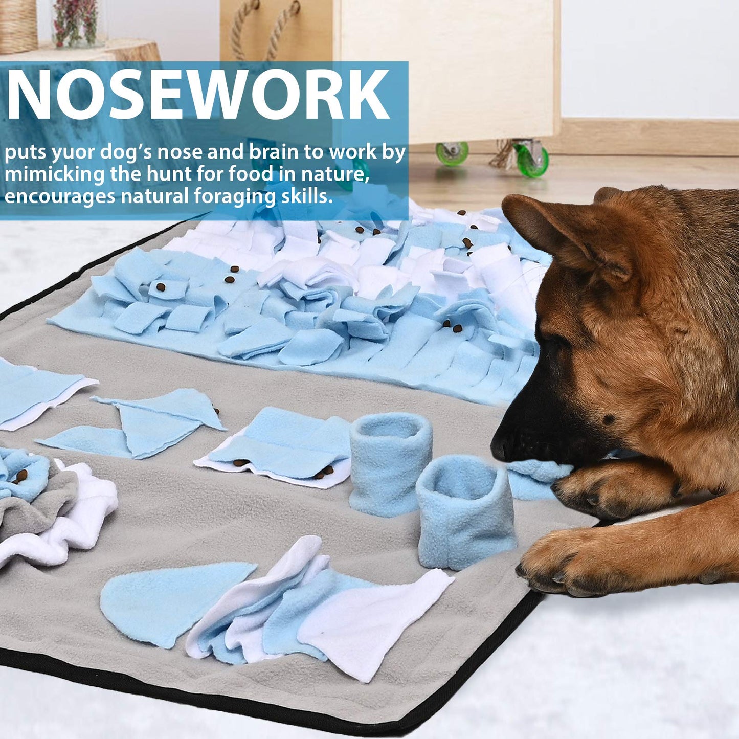 Juqiboom Pet Snuffle Mat for Small/Medium Dogs and Cats, Encourages Natural Foraging Skills for Pets, Interactive Dog Toy - Slow Feeder Puzzle Toy - Activity Feeding Mat for Stress & Anxiety Relief