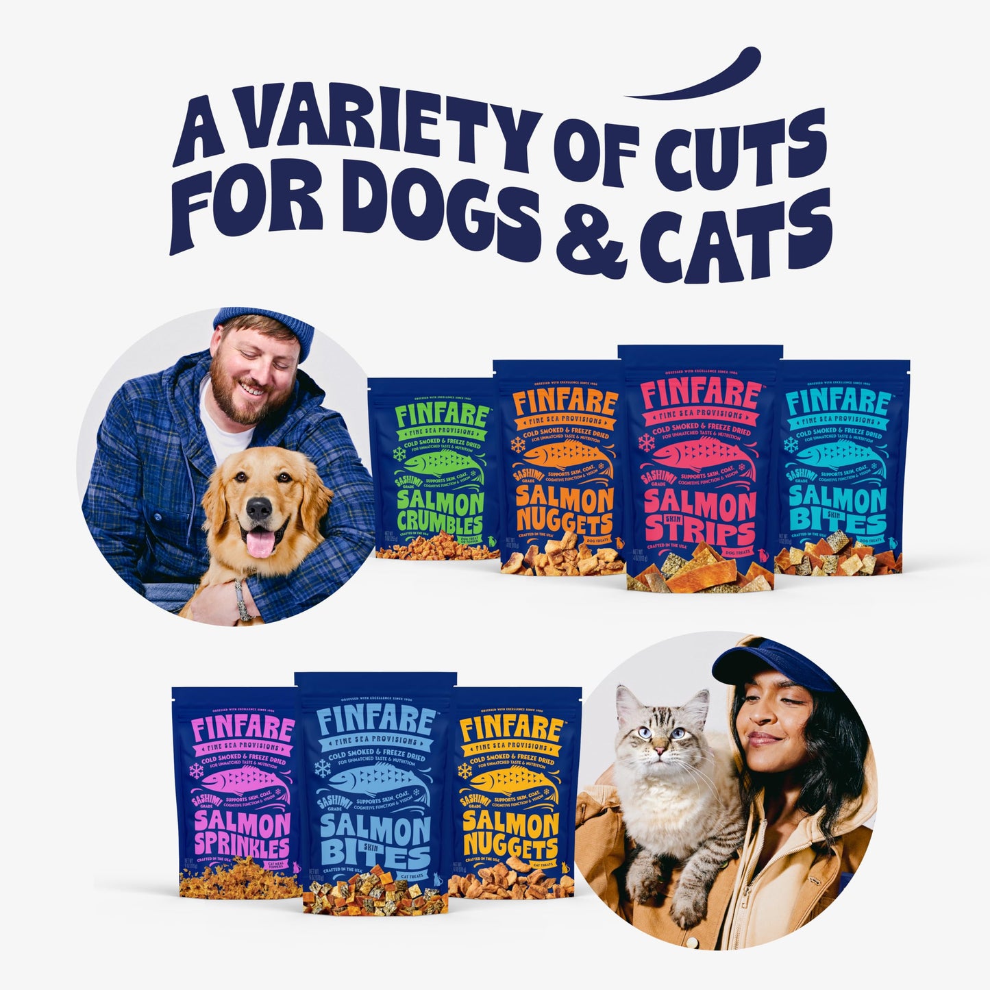 Finfare Freeze Dried Dog Treats, Salmon Skin Strips, Protein & Omega-3s, Grain Free Salmon Dog Training Treats, Crafted in USA, 9oz