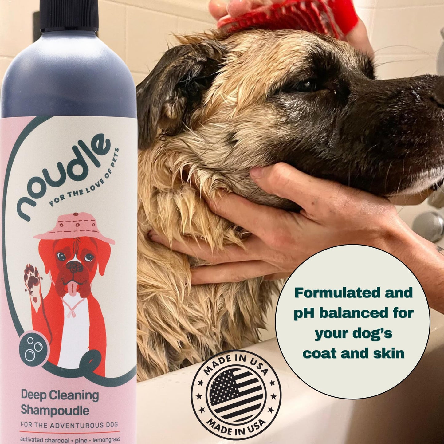 Noudle Pets - Fragrance Free Shampoudle, 16oz, Moisturizing and Gentle Natural pet Shampoo with Aloe, Coconut, and Oatmeal