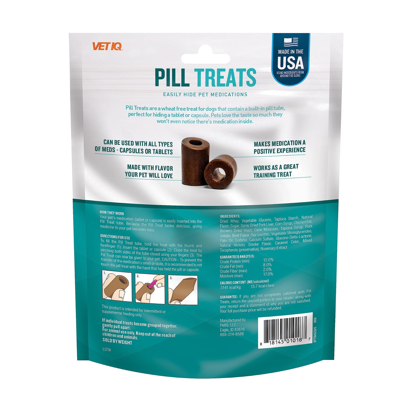 VetIQ Pill Treats Advanced Formula for Dogs, Chicken Flavor Soft Chews, Made in The USA, 30 Count (Pack of 2)