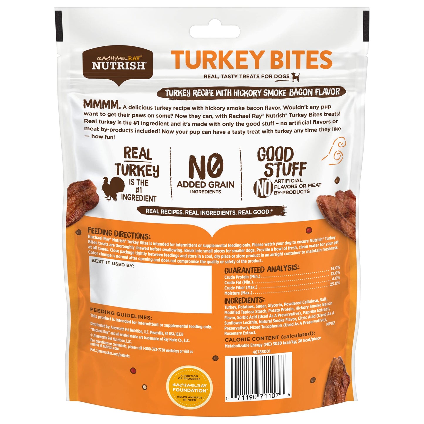 Nutrish Rachael Ray Turkey Bites Turkey Recipe with Hickory Smoke Bacon Flavor Dog Treats, 5 oz. Pouch, 5 Count
