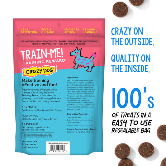 Crazy Dog Train-Me! Training Treats 16 oz. Bag, Bacon Flavor, with 400 Treats per Bag, Recommended by Dog Trainers