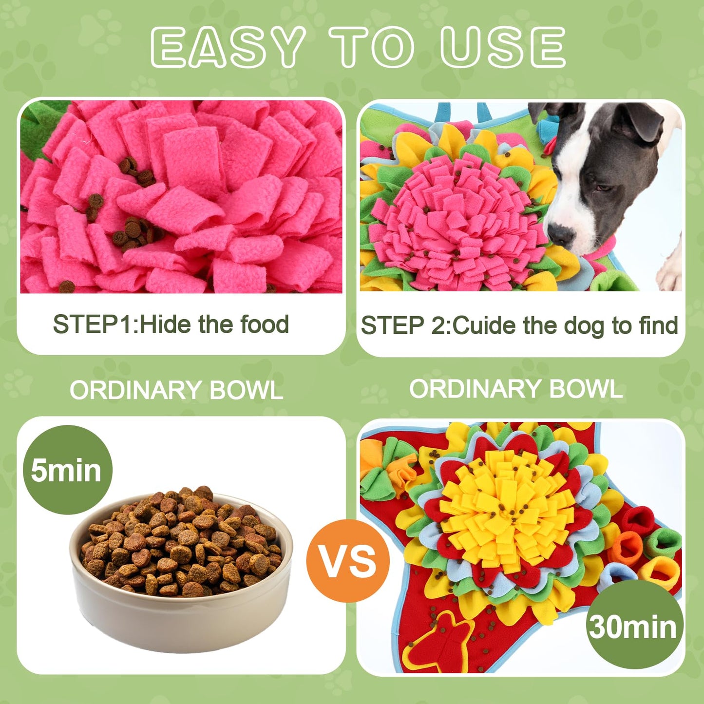 2 Pack Pet Snuffle Mat for Dogs Treat Interactive Dog Feeding Mat Dog Sniffing Mat Portable Dog Puzzle Toys for Small Medium Breed Dogs Puppy Foraging Feed Game