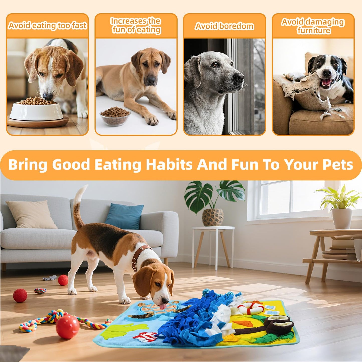 Dog Snuffle Mat for Dogs Large Breed with Turtle Lick Mat, Interactive Dog Toys Puzzle Enrichment Food Toys, Dogs Feeding Sniffing Mat, Ideal for Pets to Reduce Boredom Slow Eating (2-in-1)