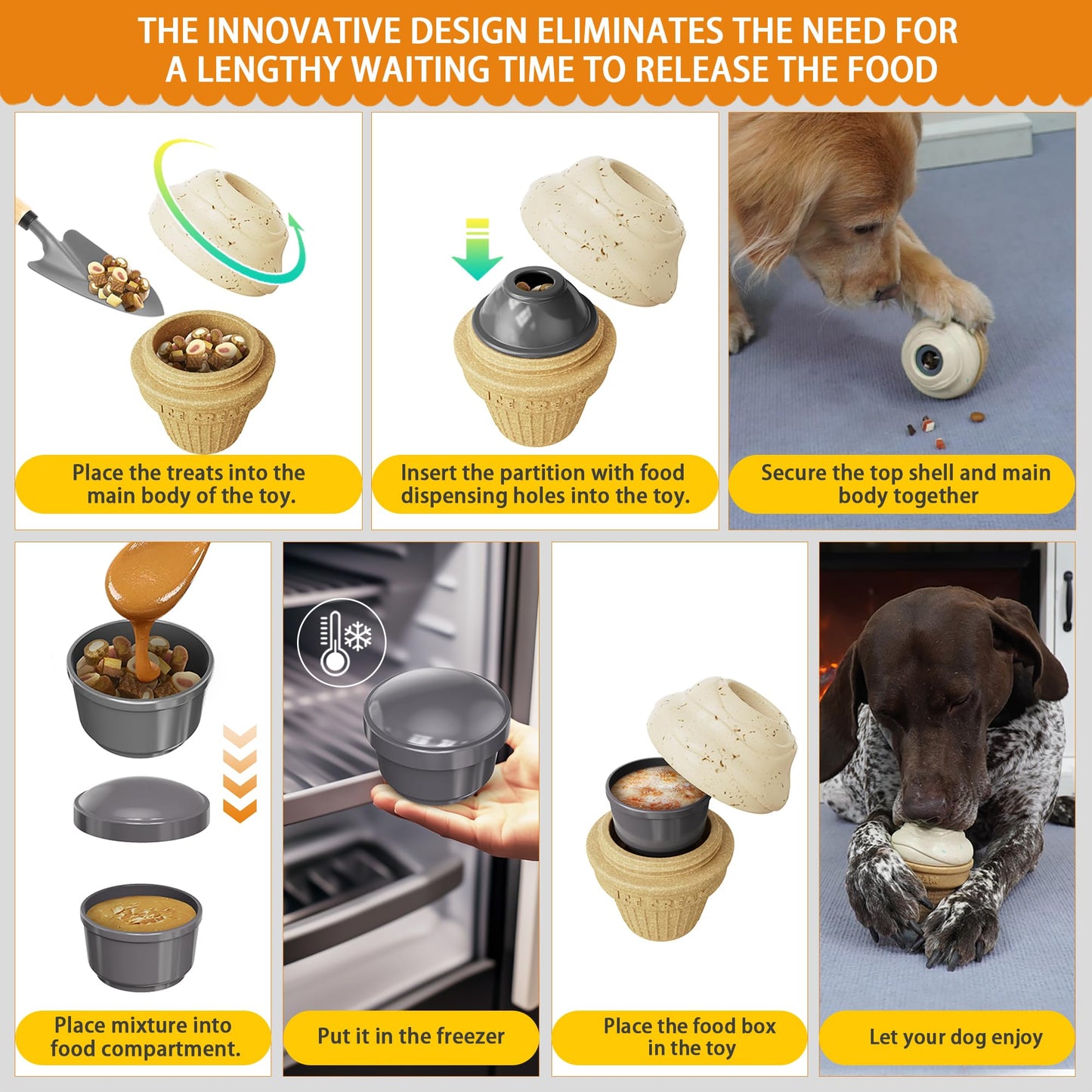 Frozen Treat Dispenser & Chew Toy for Aggressive Chewers - Interactive Dog Toy with Freezable Snack Box, Mental Stimulation for Large Breed Dogs, Unbreakable Design