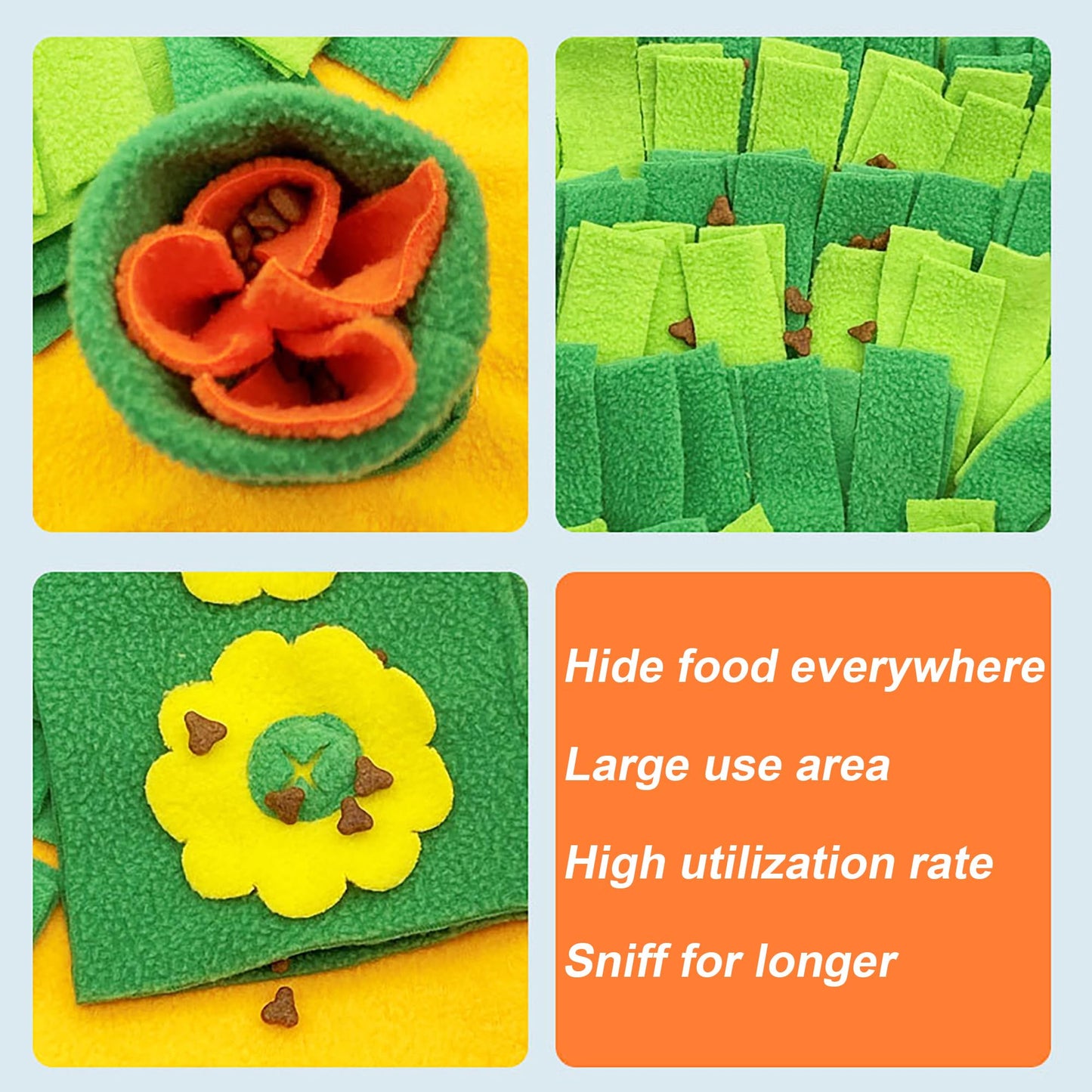 BADQIAO Pet Olfactory Feeding Pad Training Mat Dogs Cats Interactive Puzzle Toy Natural Foraging Tool Slow Feeding Snack Hiding Blanket (Spring)