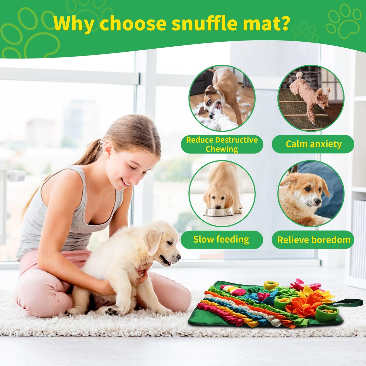 Banlangen Snuffle Mat for Dogs - Christmas Dog Interactive Puzzle Toy for Mental Stimulation, Anxiety Relief & Slow Feeding, Fun Enrichment for Small/Medium Puppy & Cats