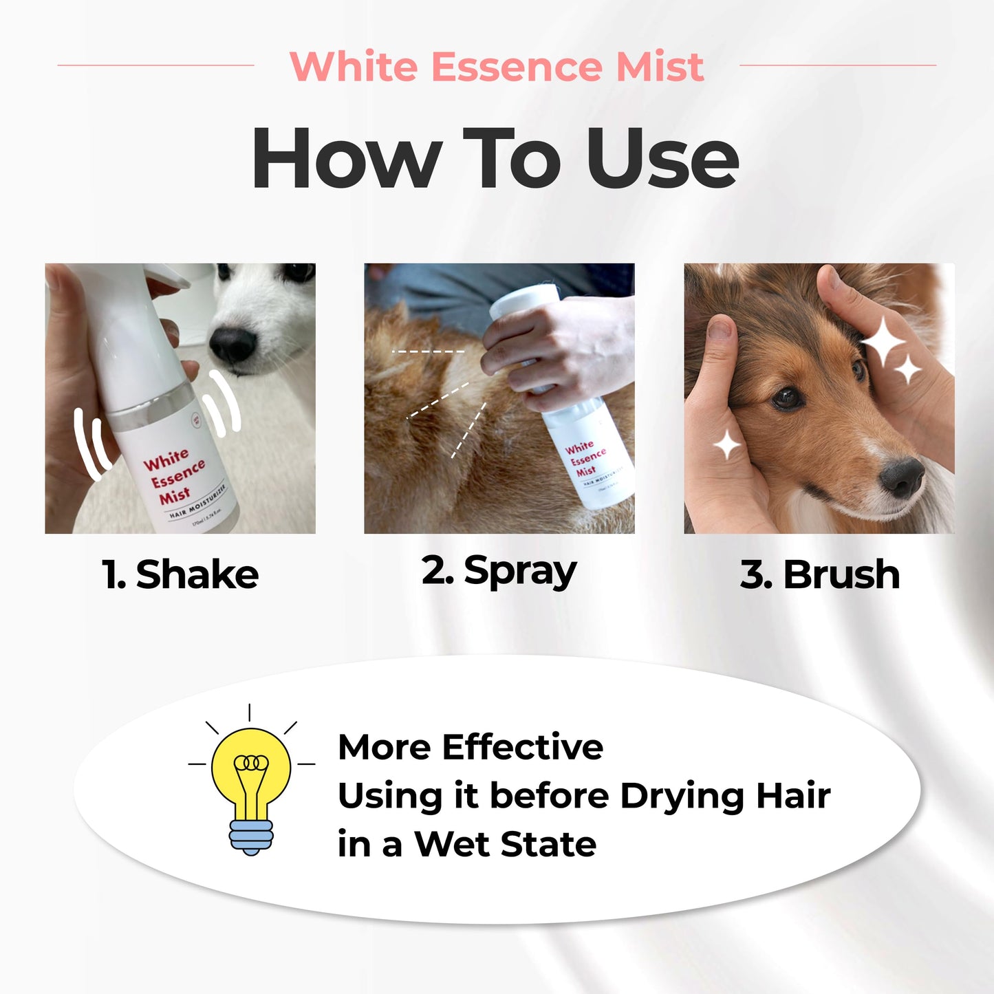 JAYU PET White Essence Mist - Dog Itch Relief, Hypoallergenic Soothing Spray, Dandruff & Dry Skin Spray (5.8fl oz, 170ml)