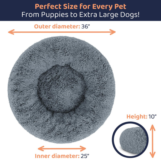 Petloox Clearance Round Dog Bed - Premium Comfort for Anxiety Relief - Fluffy & Calming Design with Ultra-Plush Support | Cozy Dog Bed with Super Soft Circle Style