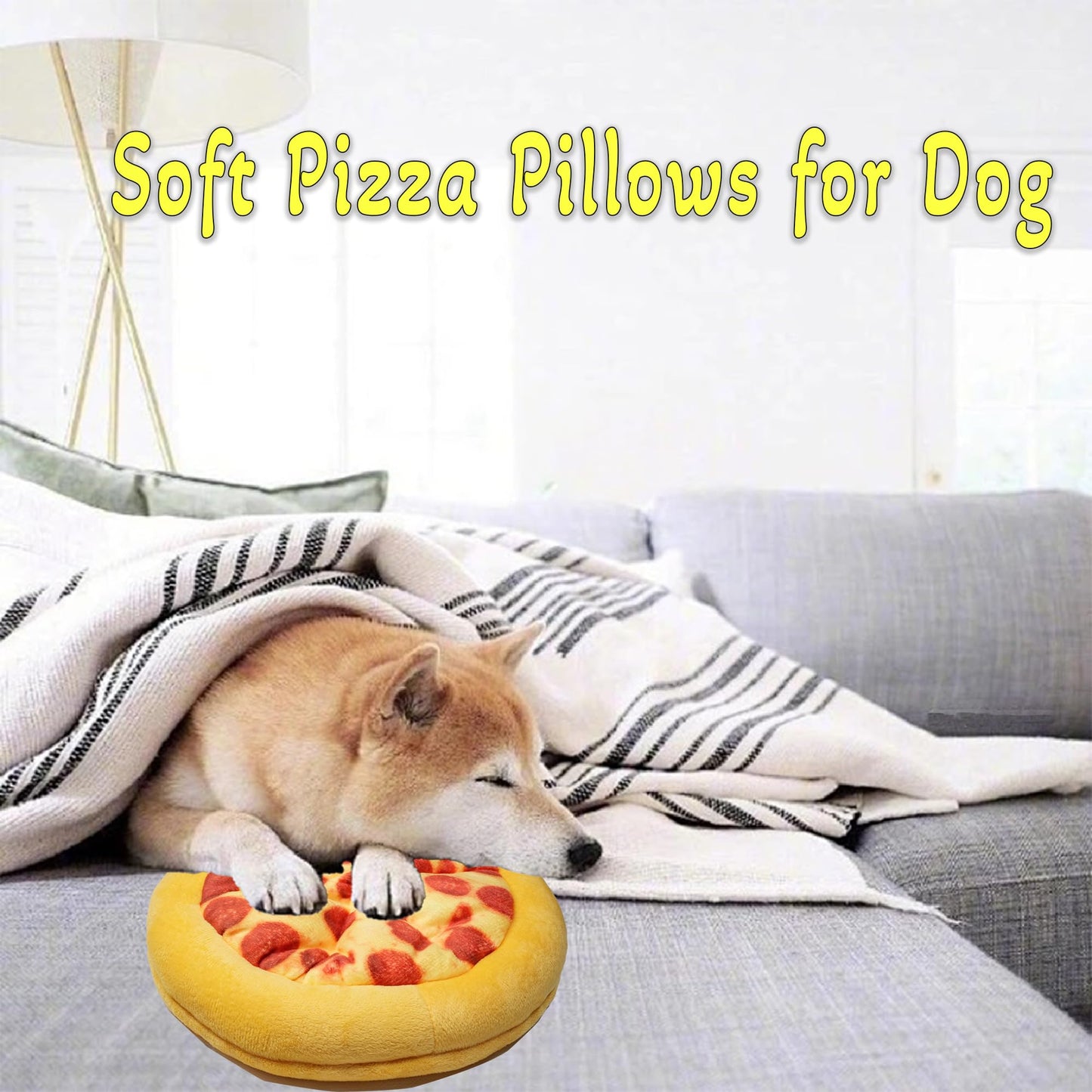 XIANG YXWO Soft Pizza Dog Toy, 6 Safe Squeakers for Puppy Toy, Interactive Dog Chew Toy, Soothing Chew Toy for Indoor Small/Medium Dogs (Pizza)