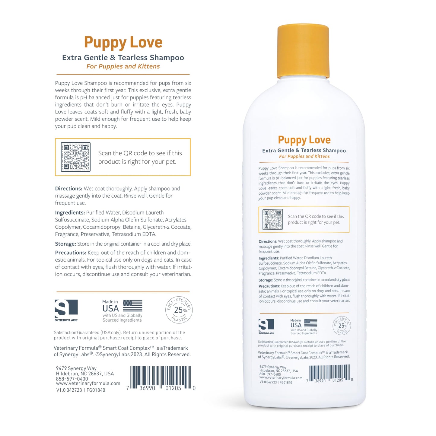 Veterinary Formula Smart Coat Complex Puppy Love Extra Gentle Tearless Shampoo, 17 Fl oz + Dental Fresh Enzymatic Gel Finger Toothbrush Kit for Dogs, 2-Piece Bundle